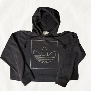 ADIDAS Box Fit Crop Rhinestone Bling Hoodie